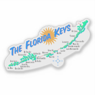 Florida Keys Retro Kaart met Eilandnamen Sticker