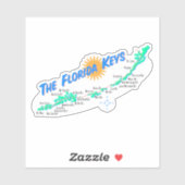 Florida Keys Retro Kaart met Eilandnamen Sticker (Vel)