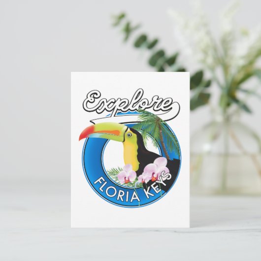 Florida keys retro logo briefkaart (Staand voorkant)