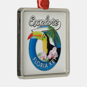 Florida keys retro logo fleece deken T-Shirt Metalen Ornament