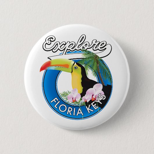 Florida keys retro logo ronde button 5,7 cm (Voorkant)