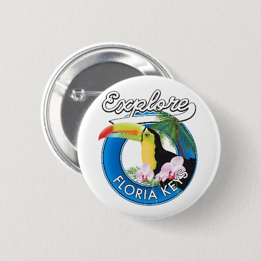 Florida keys retro logo ronde button 5,7 cm (Voorkant /achterkant)
