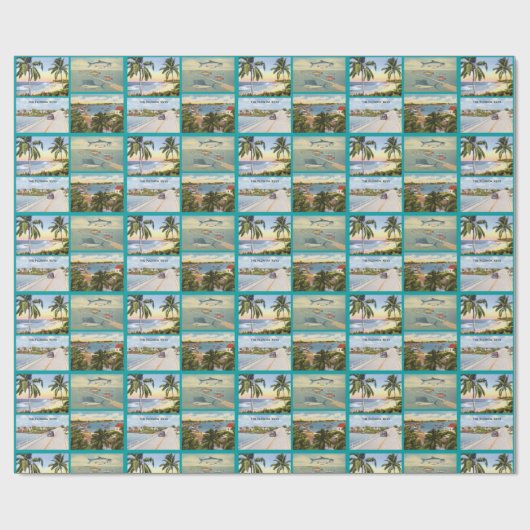 Florida Keys Scènes Collage Pattern Cadeaupapier (Vlak)