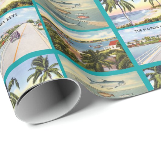  Florida Keys Scènes Collage Pattern Cadeaupapier (Rol Hoek)