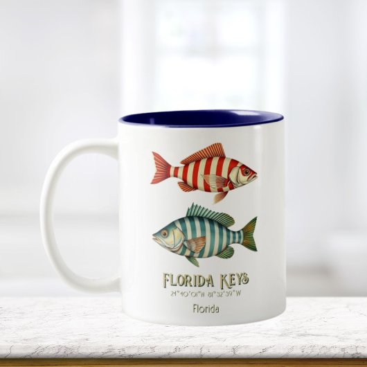Florida Keys souvenir nautical fish Mug Tweekleurige Koffiemok