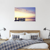 Florida Keys Sunset Dock String Lights Scene Canvas Afdruk (Insitu (Slaapkamer))