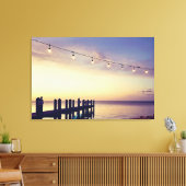 Florida Keys Sunset Dock String Lights Scene Canvas Afdruk (Insitu (Woonkamer))