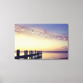 Florida Keys Sunset Dock String Lights Scene Canvas Afdruk (Voorkant)