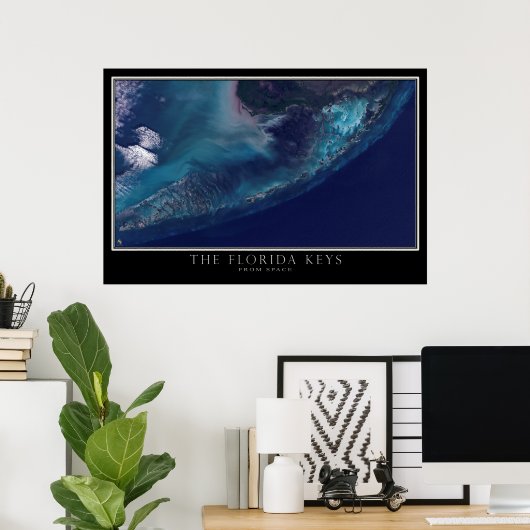 Florida Keys van Space Satellite Map Poster (Thuiskantoor)
