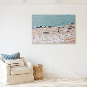 Florida Keys zeemeeuwen op Ocean Pier Canvas Afdruk