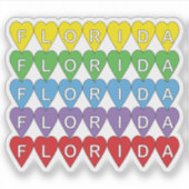 Florida Kleurrijke Harten Sticker (Voorkant)