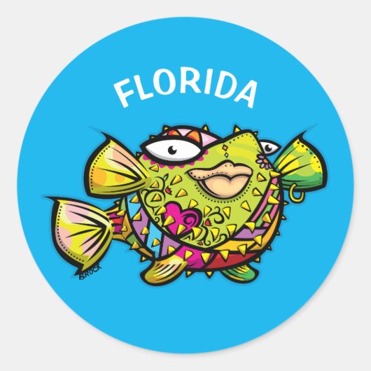 Florida kogelvis ronde sticker (Voorkant)