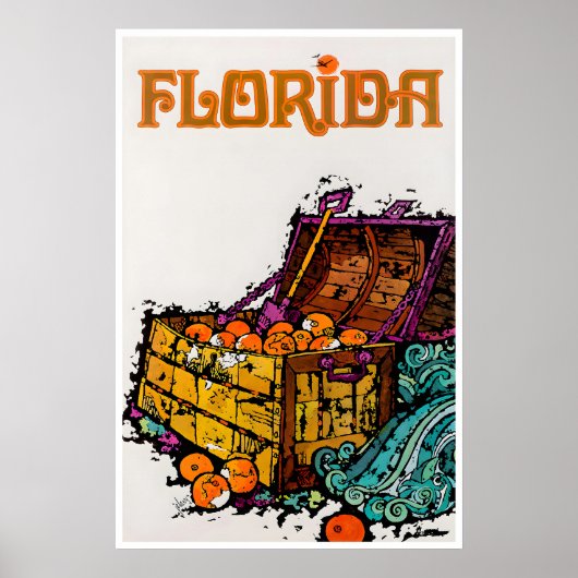 Florida Kunst Reisposter Sinaasappels Schat Print (Voorkant)