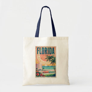 Florida Kust Auto's Illustratie Reis Kunst Vintage Tote Bag