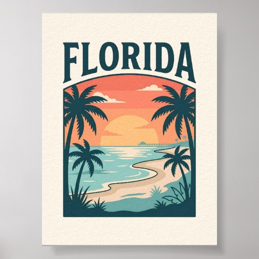 Florida Kust Zonsondergang Poster (Voorkant)