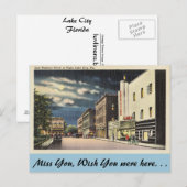 Florida, Lake City, East Madison St. 's nachts. Briefkaart (Voorkant / Achterkant)