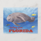 Florida Lamantijn waterkleur onderwater Briefkaart (Voorkant)
