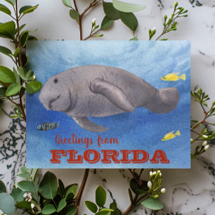 Florida Lamantijn waterkleur onderwater Briefkaart
