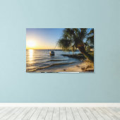 Florida Leaning Palm Tree Sunset Canvas Afdruk (Insitu (Houten vloer))