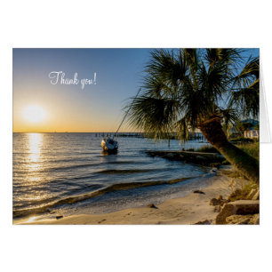 Florida Leaning Palm Tree Sunset Dank je kaart