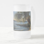 Florida Leaning Palm Tree Sunset Frosted Bier Mok (Voorkant rechts)