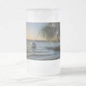 Florida Leaning Palm Tree Sunset Frosted Bier Mok (Center)