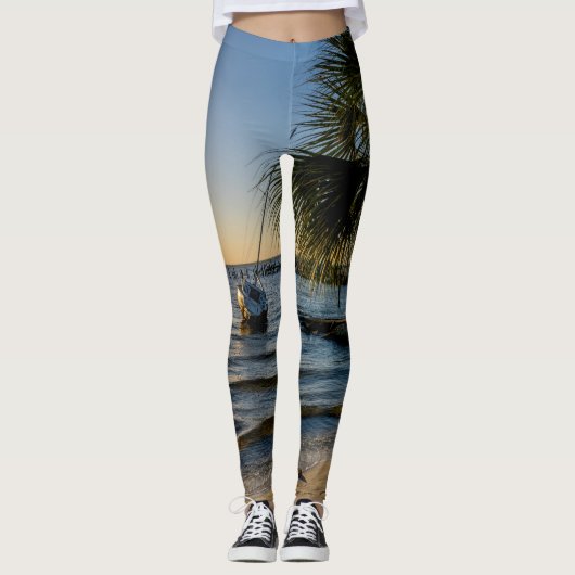 Florida Leaning Palm Tree Sunset Leggings (Voorkant)