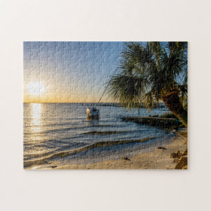 Florida Leaning Palm Tree Sunset puzzel