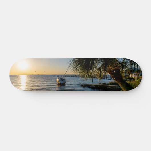 Florida Leaning Palm Tree Sunset Skateboard (Horizontaal)