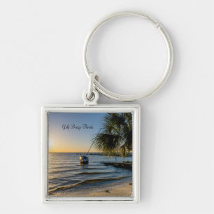 Florida Leaning Palm Tree Sunset Sleutelhanger