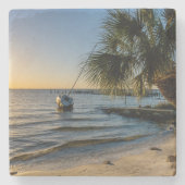 Florida Leaning Palm Tree Sunset Stone Onderzetter (Voorkant)