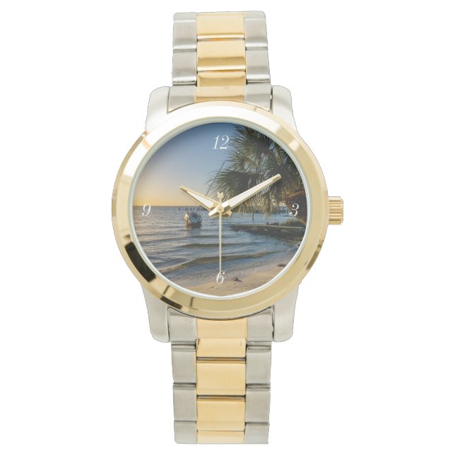 Florida Leaning Palm Tree Sunset Watch Horloge (Voorkant)