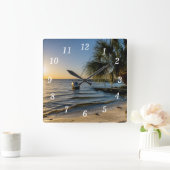 Florida Leaning Palm Tree Zonsondergang Wandklok (Huis)