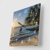 Florida Leaning Palm Tree Zonsondergang Wandklok (Hoek)