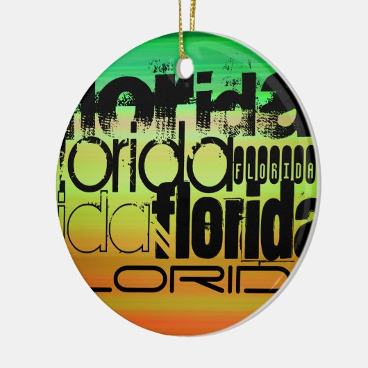 Florida; Levendig groen, Sinaasappel en geel Keramisch Ornament (Links)