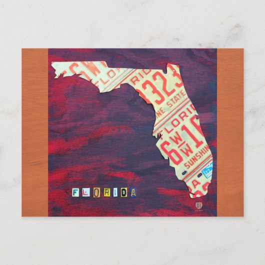 Florida Licentie Bord Map Briefkaart (Voorkant)