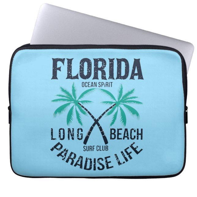 Florida Long Beach Paradijs Leven Surf Club Laptop Sleeve (Voorkant)