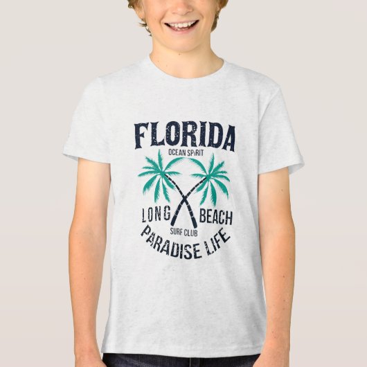 Florida Long Beach Paradijs Leven Surf Club Tri-Blend Shirt (Voorkant)
