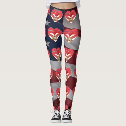 Florida Love Patriotic Flag Fun Leggings (Voorkant)