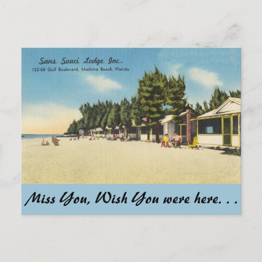 Florida, Madeira Beach, Sans Souci Lodge Inc. Briefkaart (Voorkant)