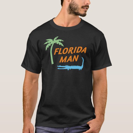 Florida Man Alligator en Palm Tree Lifestyle T-shirt (Voorkant)