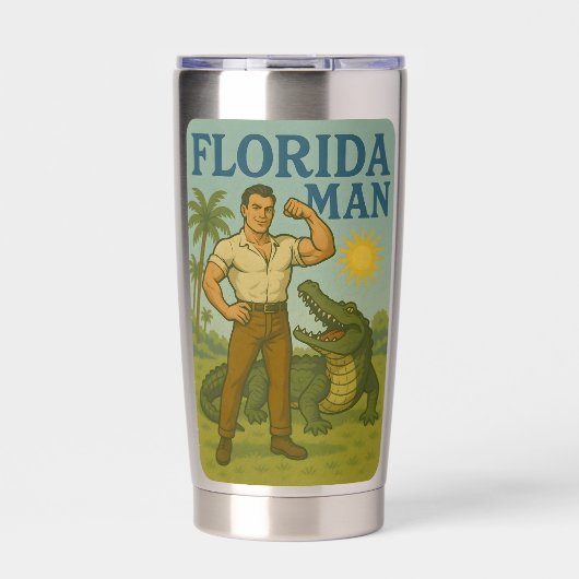 Florida Man Alligator Friend - Funny Retro Coastal Geïsoleerde Drinkbeker (Voorkant)