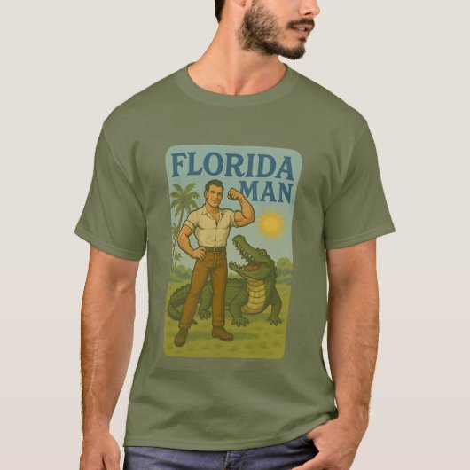 Florida Man Alligator Friend Funny Retro Coastal T-shirt (Voorkant)