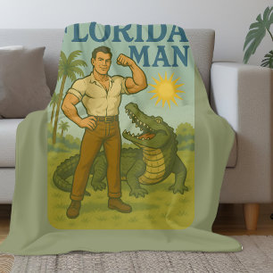 Florida Man Alligator Vriend   Grappige Retro Kust Fleece Deken
