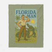 Florida Man Alligator Vriend | Grappige Retro Kust Fleece Deken (Voorkant)