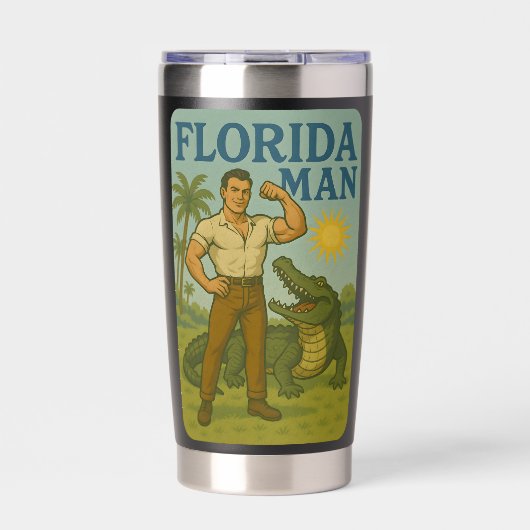 Florida Man Alligator Vriend | Grappige Retro Kust Geïsoleerde Drinkbeker (Voorkant)