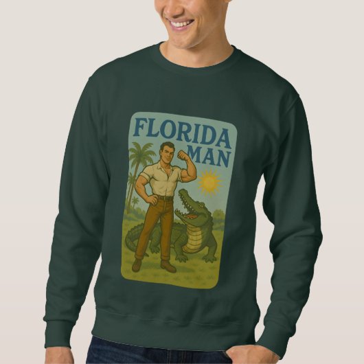 Florida Man Alligator Vriend | Grappige Retro Kust Trui (Voorkant)