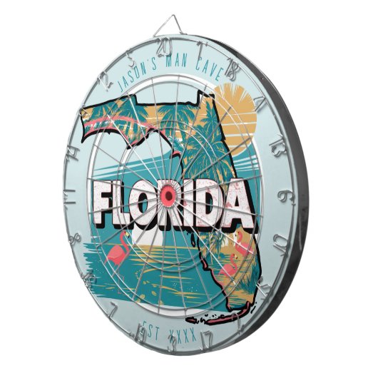 Florida Man Cave Custom Naam Est Datum Dartbord (Voorkant Rechts)