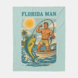 Florida Man -Coastal Fishing Boat- Retro Fisherman Fleece Deken