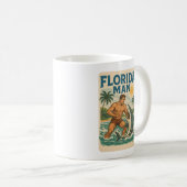 Florida Man Coastal Shark Wrestler - Retro Beach Koffiemok (Voorkant rechts)